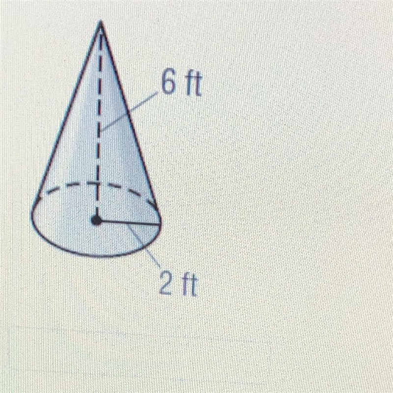 Find the volume of the cone. Make sure to use the symbol pi in the calculator. Round-example-1