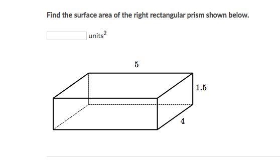 Find the surface area of the right rectangular prism shown below.-example-1