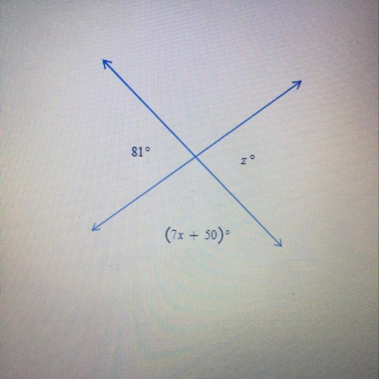 Given the figure above, find the values of x and z.-example-1