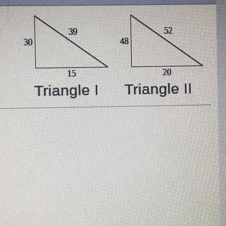 Decide if each of the triangles is a right triangle. The figures are r drawn to scale-example-1