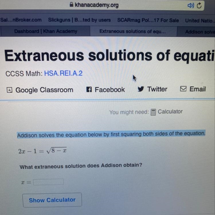 Addison solves the equation below by first squaring both sides of the equation.-example-1