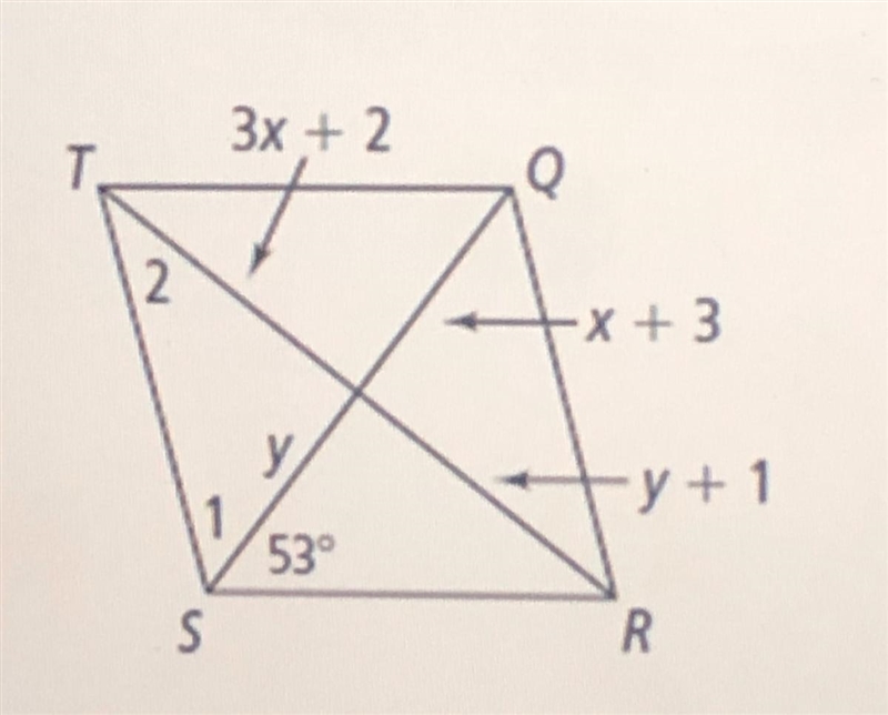 Use rhombus TQRS to answer the question. 3. What is the value of x? A. 2 B. 1 C. 5 D-example-1