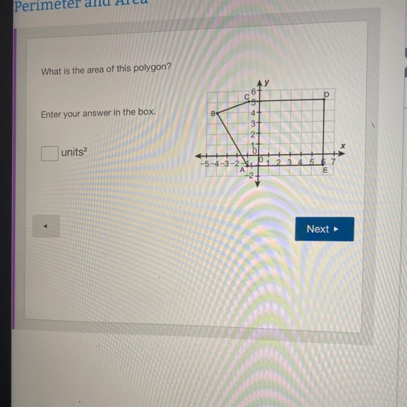 HELP ASAP PLEASE I WILL GIVE YOU THE POINTS !! What is the area of this polygon? Enter-example-1