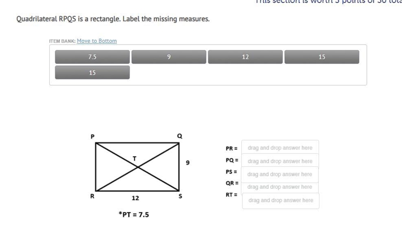 Quadrilateral RPQS is a rectangle. Label the missing measures.-example-1