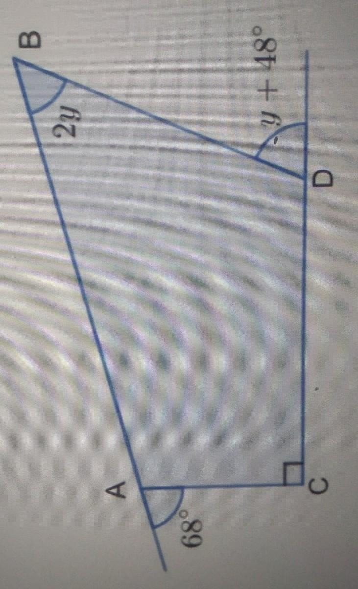 8. ABCD is a quadrilateral. Work out the size of y. B 2y A 68° y +48° D C​-example-1