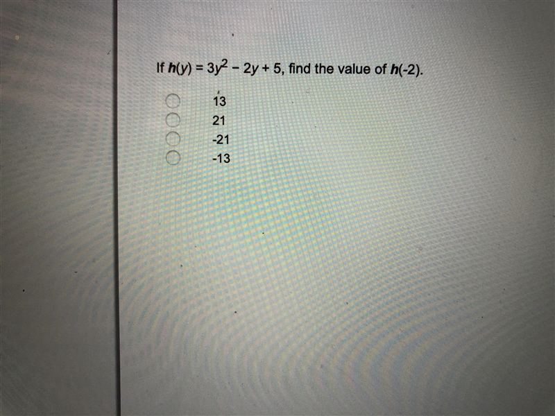 If h(y)=3y^2-2y+5, find the value of h(-2)-example-1