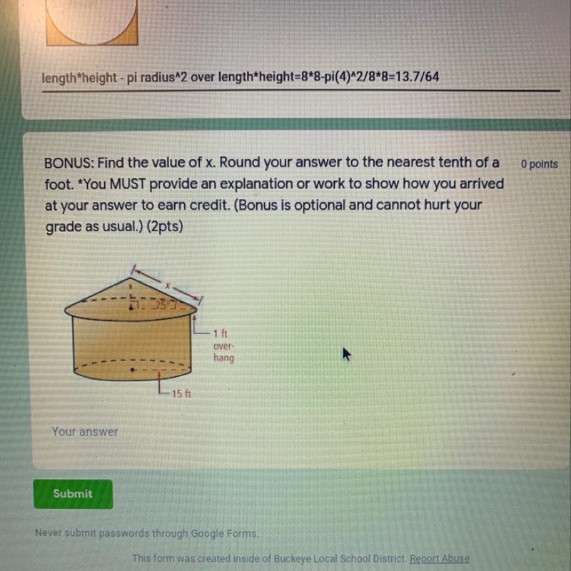 Find the value of x. Round to the nearest tenth of a foot.-example-1