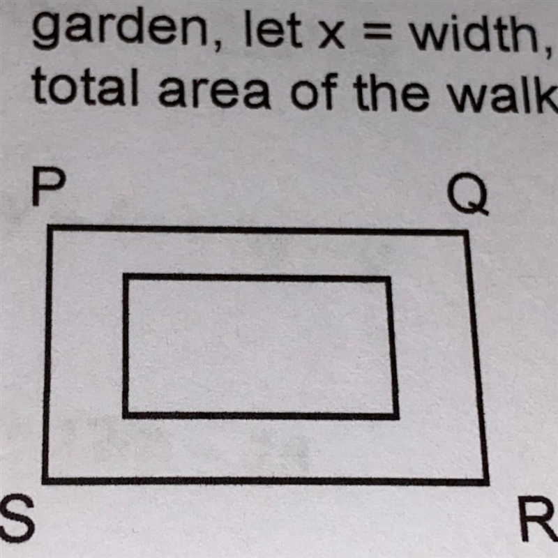 The lengths of a rectangular garden, the inner rectangle, is 9ft more than its width-example-1