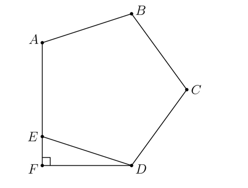 In the diagram below, points A, E, and F lie on the same line. If ABCDE is a regular-example-1