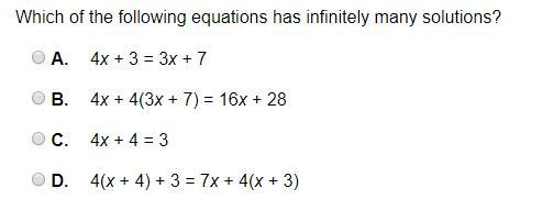 Which of the following equations has infinitely many solutions?-example-1