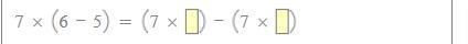 Use the distributive property to fill in the blanks below.-example-1