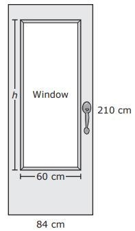 The diagram shows a door that has a window in it. The front faces of the door and-example-1