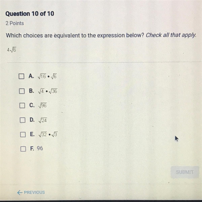 Answer plz! Which choices are equivalent to the expression below? Check all that apply-example-1