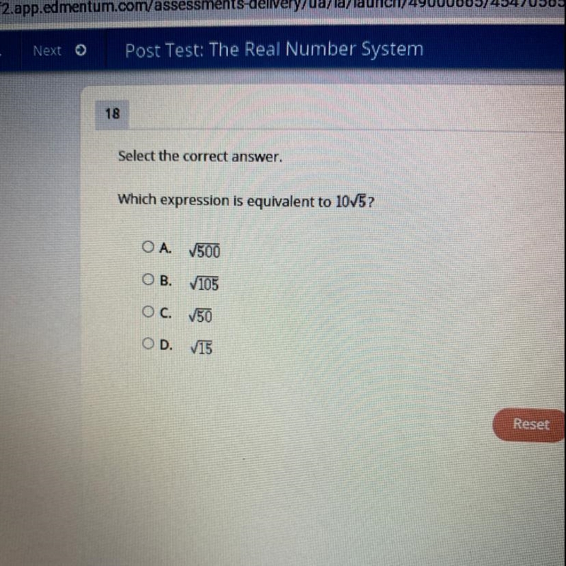 Which expression is equivalent to 10√5-example-1