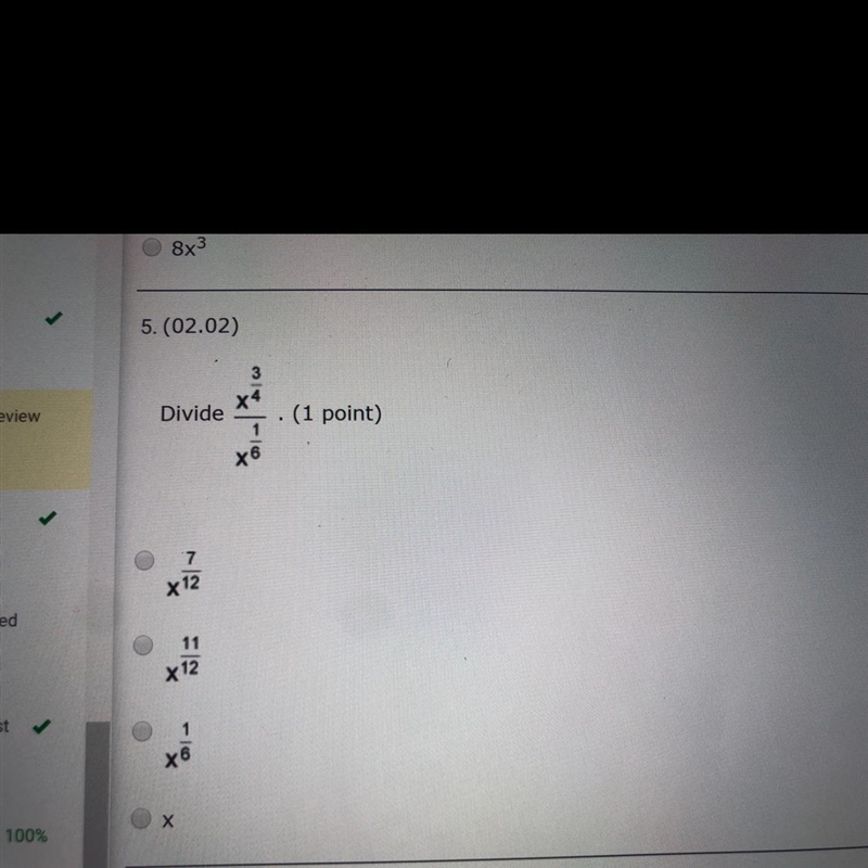 Divide x^3/4 over x^1/6-example-1