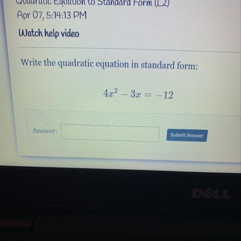 Write the quadratic equation in standard form-example-1