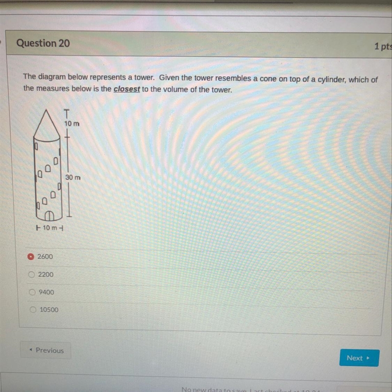 HELPPP The diagram below represents a tower. Given the tower resembles a cone on top-example-1