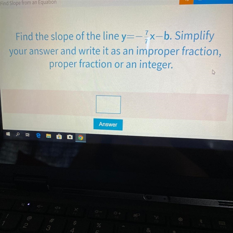 Find the slope of the line y=-x-b. Simplify your answer and write it as an improper-example-1