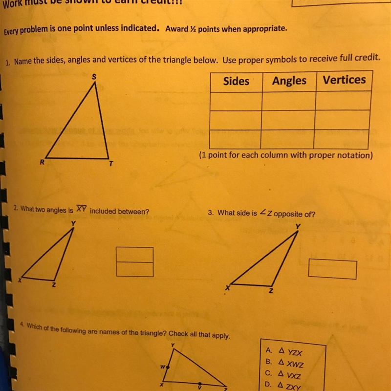 Name the sides,angles and vertices of the triangle below-example-1