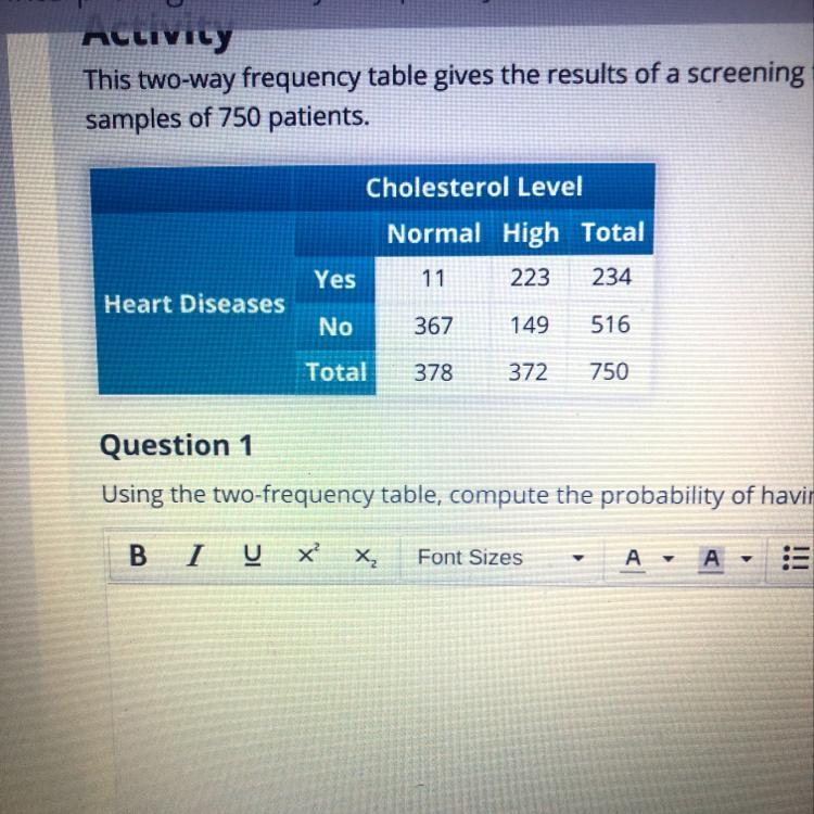 This two-way frequency table gives the results of a screening test for heart disease-example-1