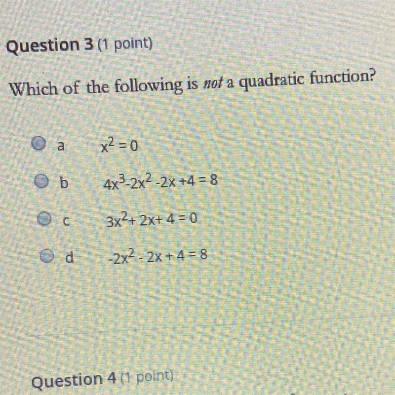 Which of the following is not a quadratic-example-1