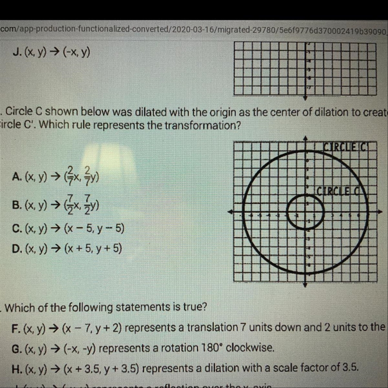 Circle C shown below was dilated with the origin as the center of dilation to create-example-1