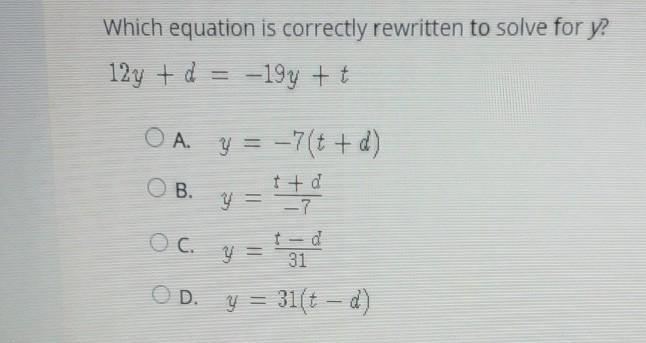 Which equation is correctly solved for y​-example-1