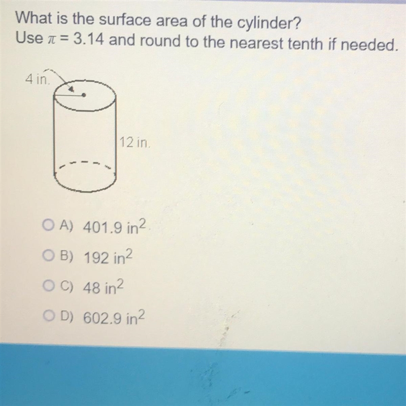 What is the surface area of the cylinder? Use u = 3.14 and round to the nearest tenth-example-1