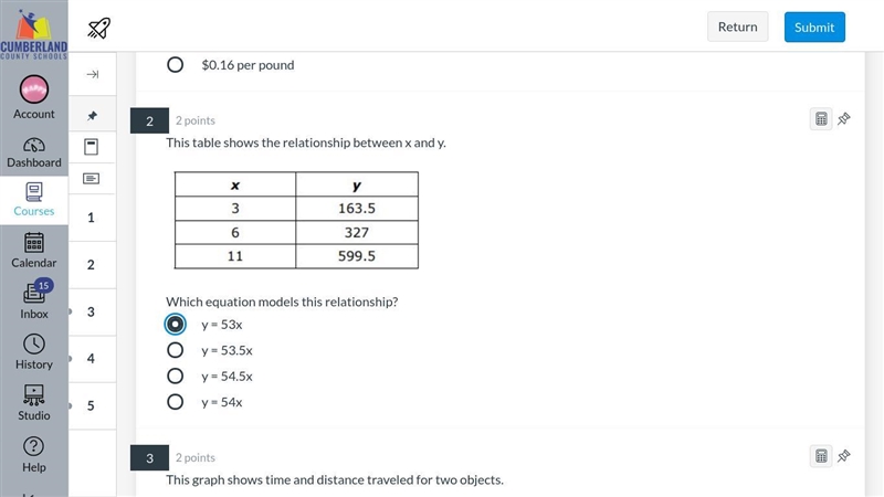 This table shows the relationship between x and y. btw i put that on accident-example-1