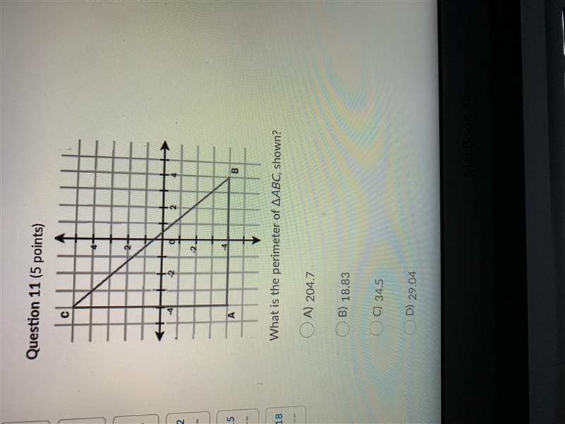 What is the perimeter of triangle ABC, shown?-example-1