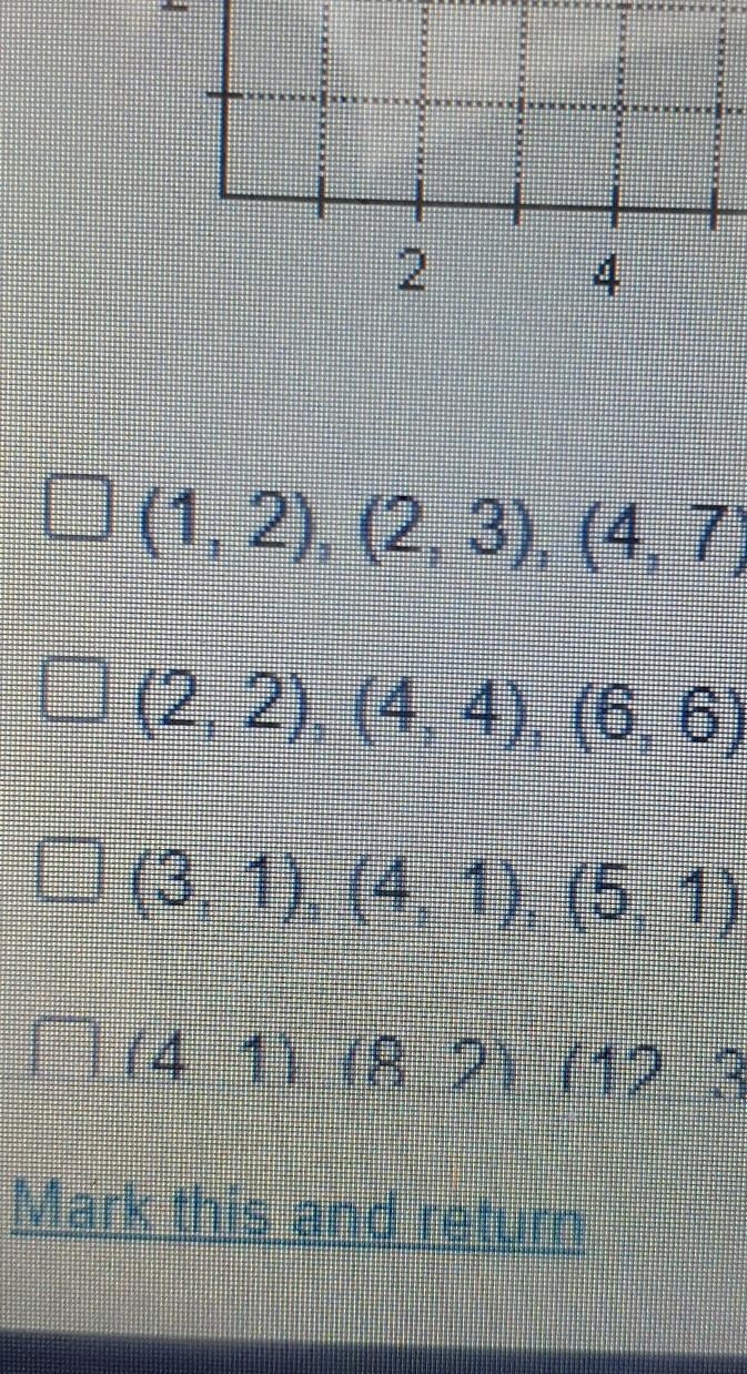 Which sets of ordered pairs show equivalent ratios? Use the grid to help you. Check-example-1