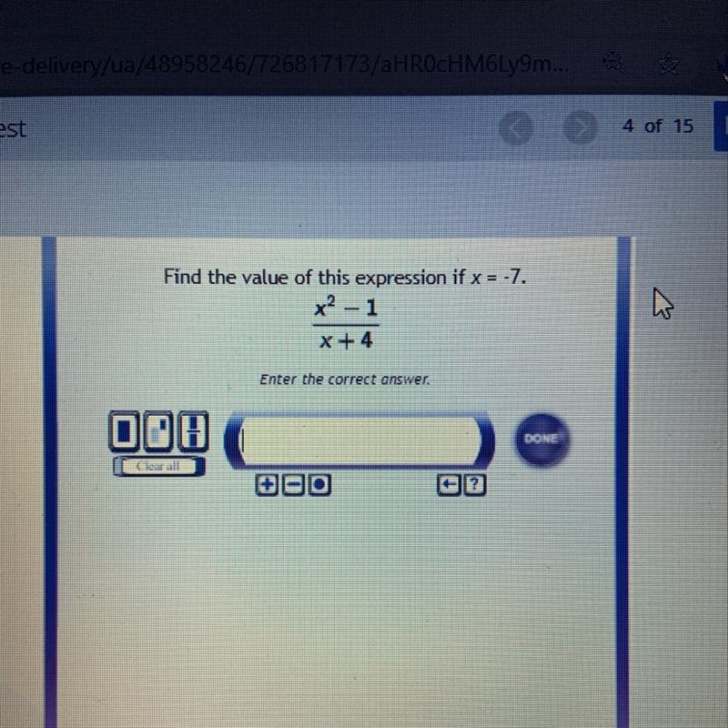 Find the value of this expression x^2-1 /x+4-example-1