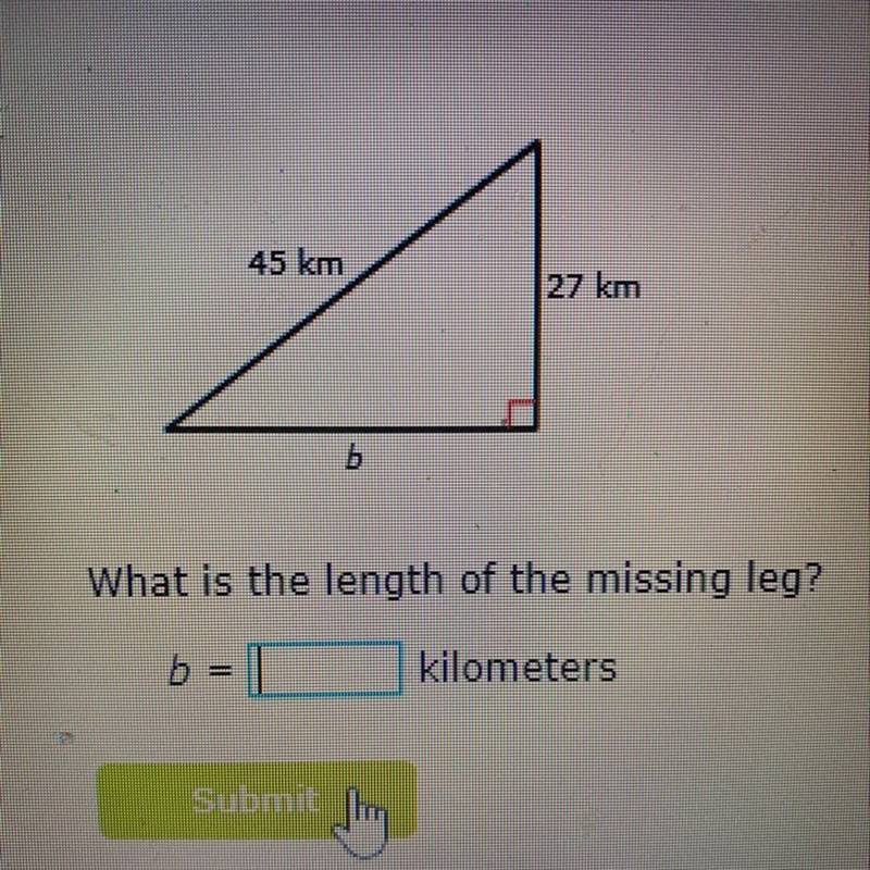 What is the missing leg length-example-1