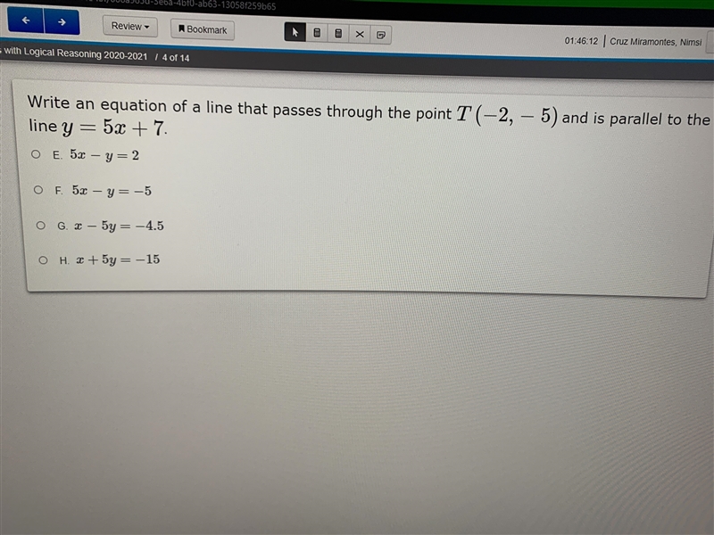 Write an equation of a line that passes through.....-example-1