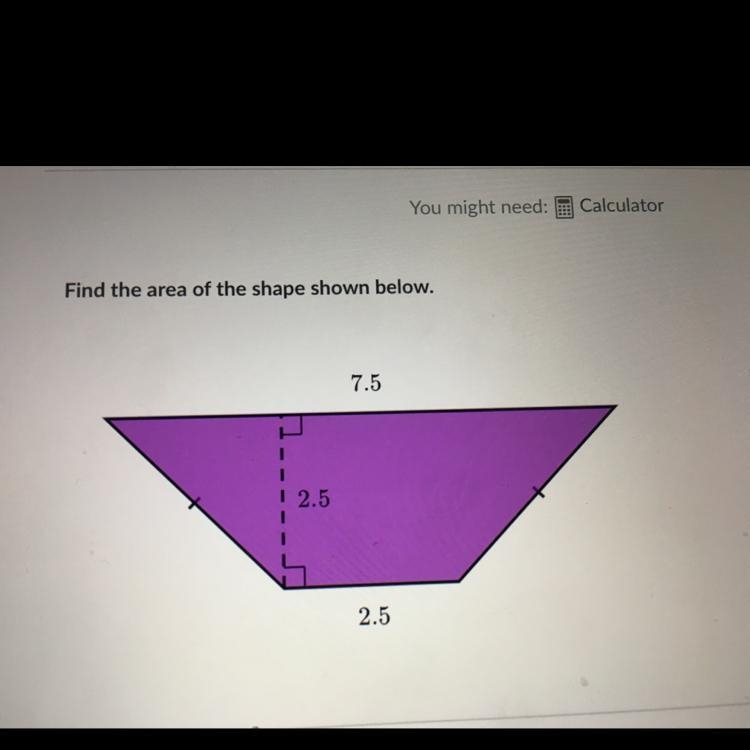 Find the area of the shape shown below-example-1