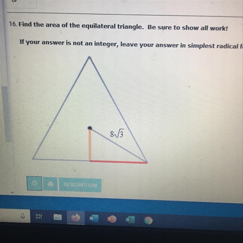 Find the area of the equilateral triangle-example-1