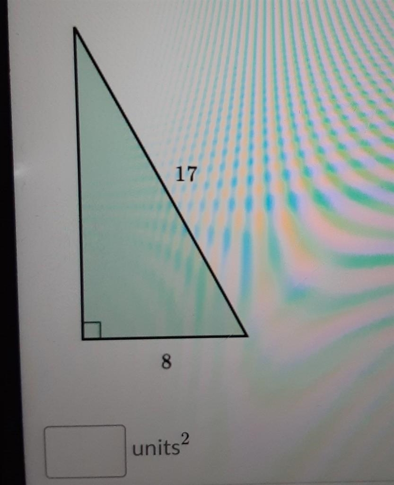 What is the area of the right triangle shown below? 17 8​-example-1