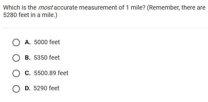 Which is the most accurate measurement of 1 mile-example-1