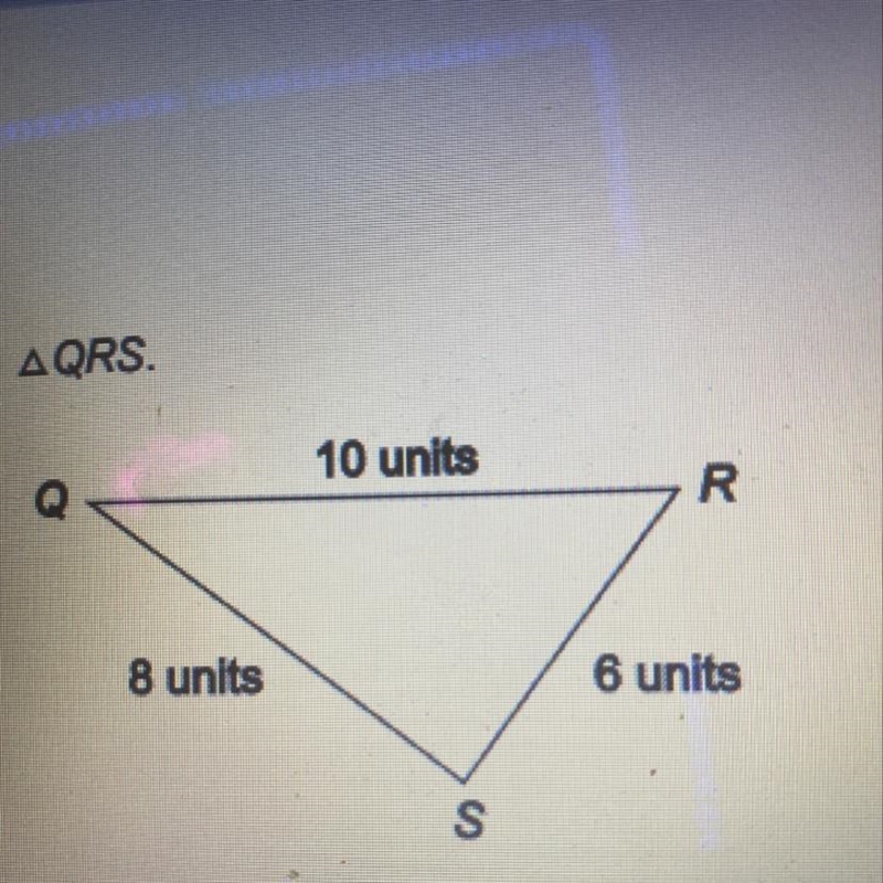 The areas of three squares will be used to prove that AQRS is a right triangle. Which-example-1