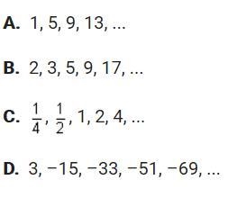 Which of these is a geometric sequence?-example-1