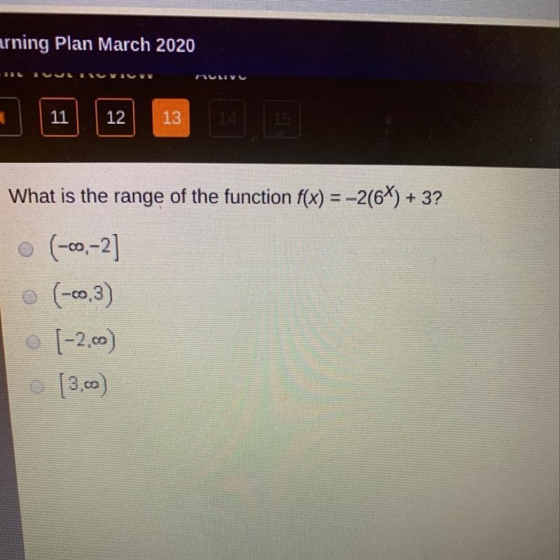 What is the range of the function f(x) = -2(6^x) + 3?-example-1