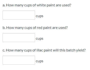 In a lilac paint mixture, 40% of the mixture is white paint, 20% is blue, and the-example-1