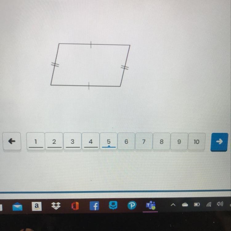 Which best describes this quadrilateral? All angles are right angles. o Only one pair-example-1