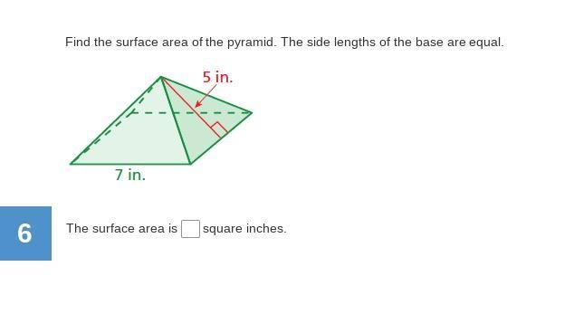 Find the surface area of the pyramid. The side lengths of the base are equal.-example-1