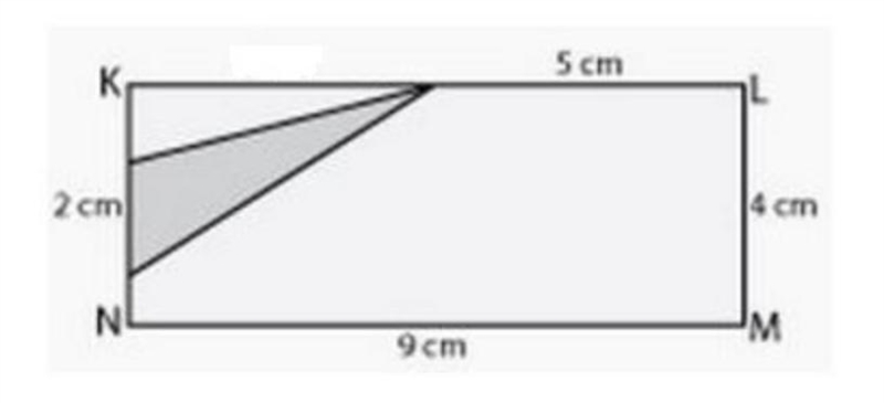 What is the area of the shaded triangle? A-4cm B-2cm C-8cm D-9cm-example-1