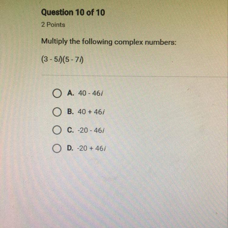 Multiply the following complex numbers: (3 - 5i)(5-7i)-example-1