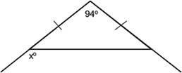 Determine the value of x in the figure. answers: A) x = 94 B) x = 43 C) x = 141 D-example-1