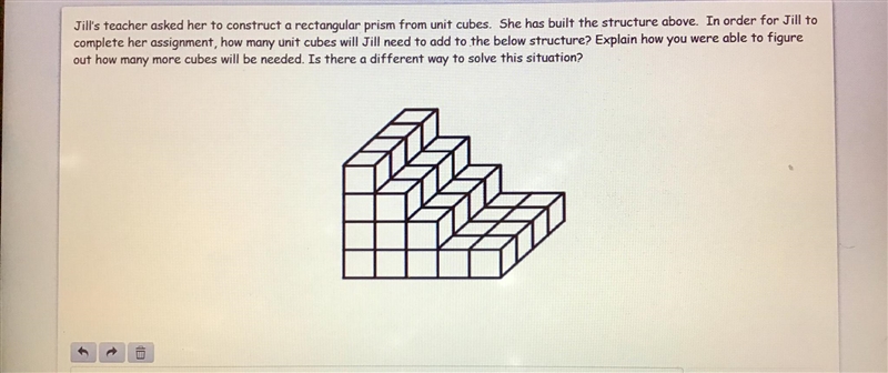 Jill’s teacher asked her to construct a rectangular prism from unit cubes. She has-example-1