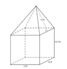 The structure shown below will be built for a carnival. The exterior surfaces are-example-1