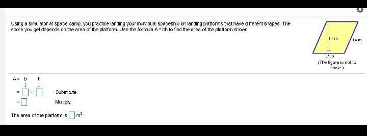 Use formula A=bn yo find the area of the platform ​-example-1